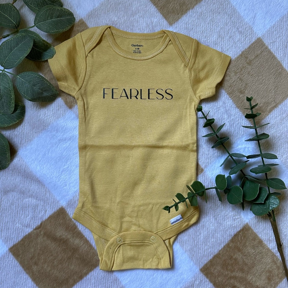 Gerber Yellow 'Fearless' Baby Onesie